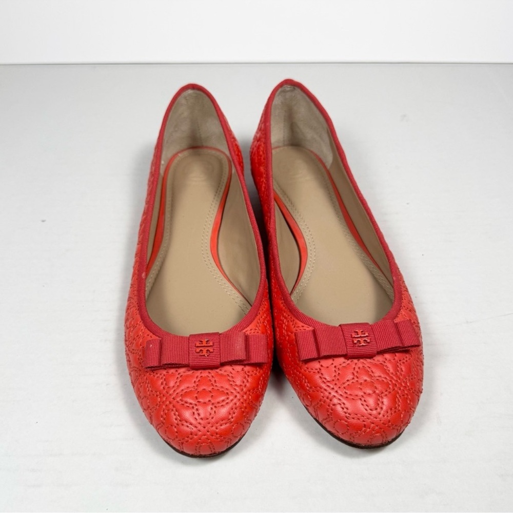 Tory Burch Coral Quilted Bryant Ballet Flats Women's Size 8